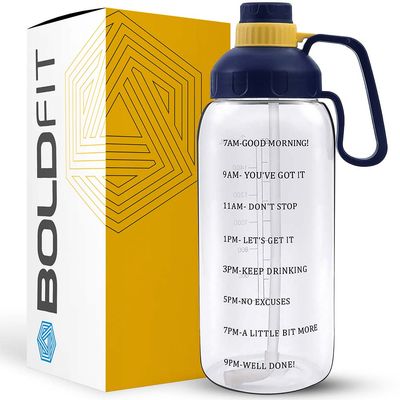 Boldfit 2L Gym Gallon Bottle with Motivational Time Markers | Transparent